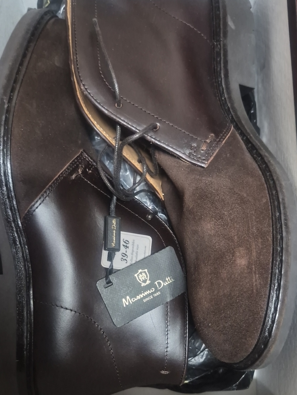 Massimo Dutti Dark Brown Leather and Suede Men's Dress Shoes